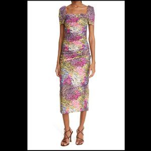 ROTATE BIRGER CHRISTENSEN Fransa Ruched Floral Print Midi Dress - EU sz 40